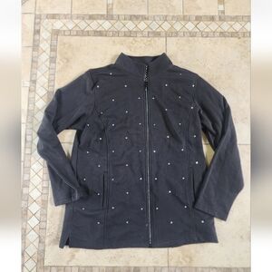 Quacker Factory Black Bling Zip Up Jacket